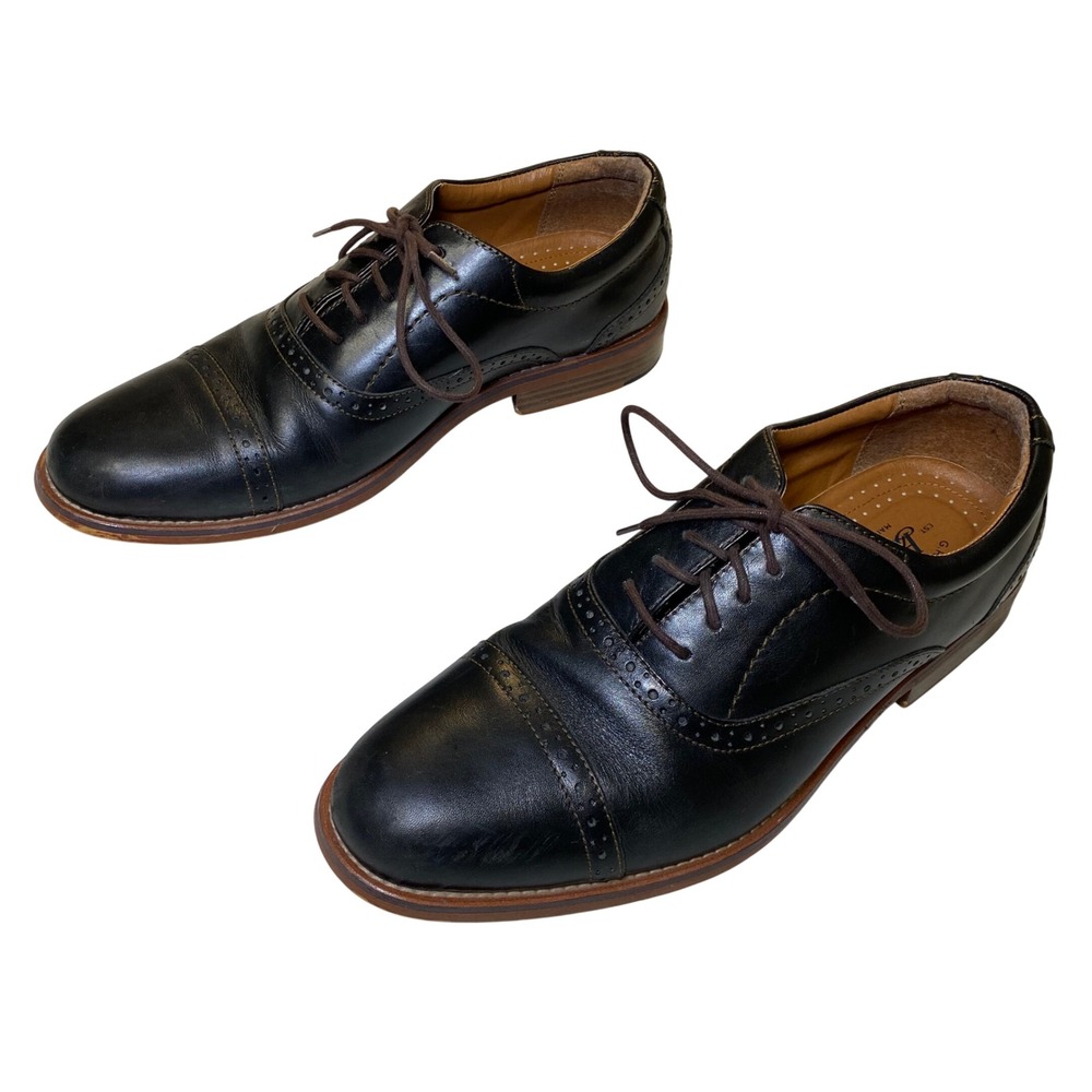 G.H. Bass Banks Cap Toe Oxford Dress Shoes Black Leather Men's 9.5M